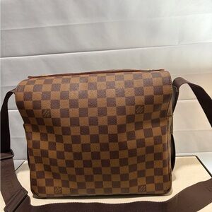 Authentic Louis Vuitton Damier Ebene Naviglio messenger bag.